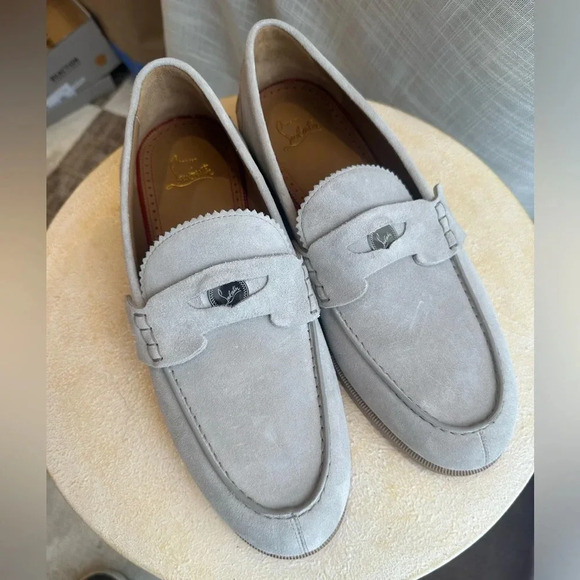 Christian Louboutin Beige Penny Flat Crosta Leather Loafers,Slip On, sz43 - Picture 4 of 8